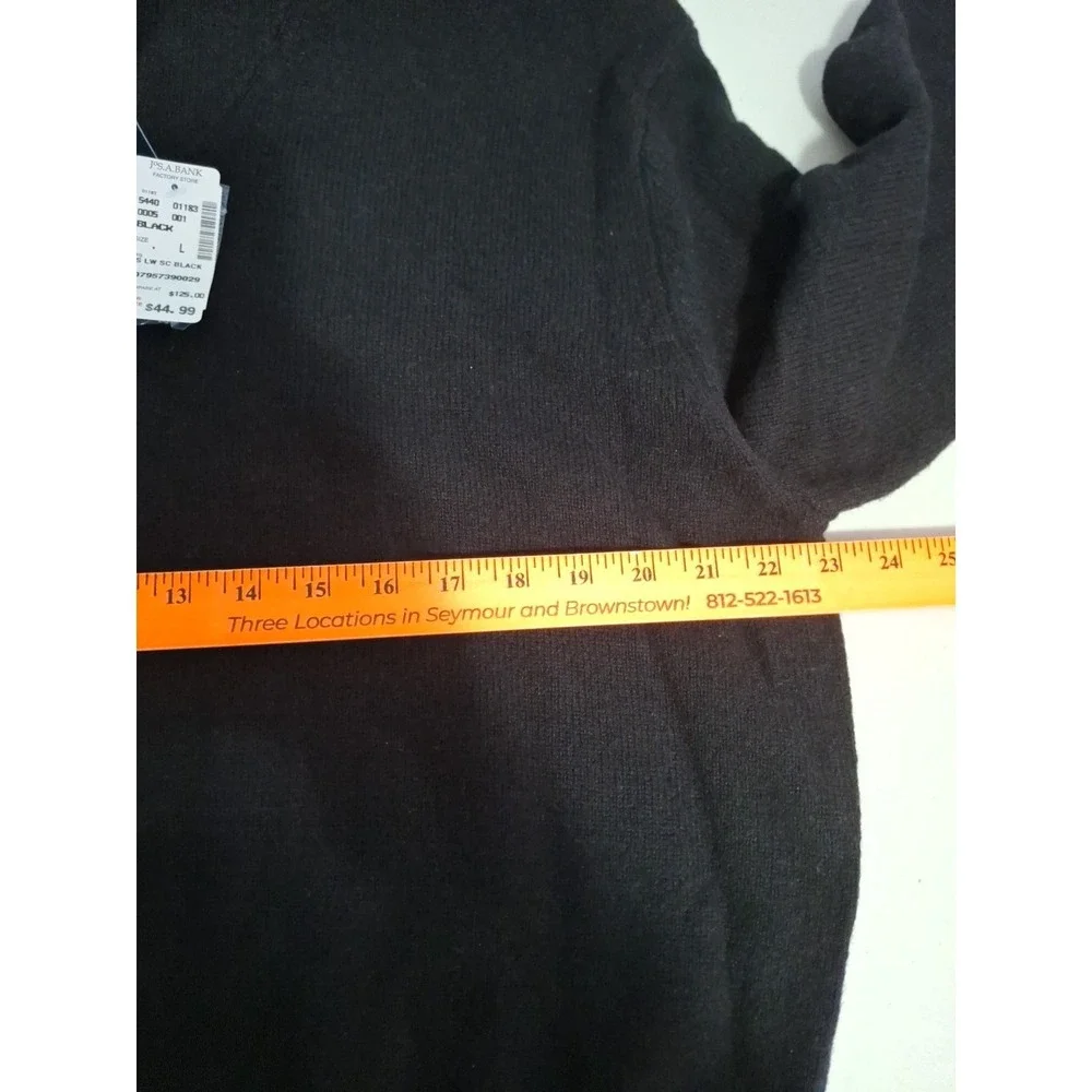 Jos A Bank Mens Large Black Lambs Wool Blend High V Neck‎ Sweater NWT